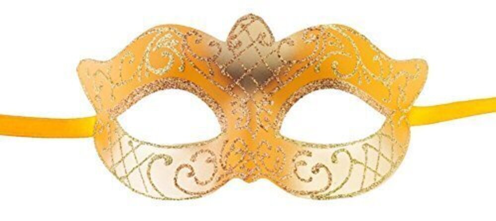 6147 High Quality Venetian Party Mask Ball Prom Halloween, Orange/Gold, One
